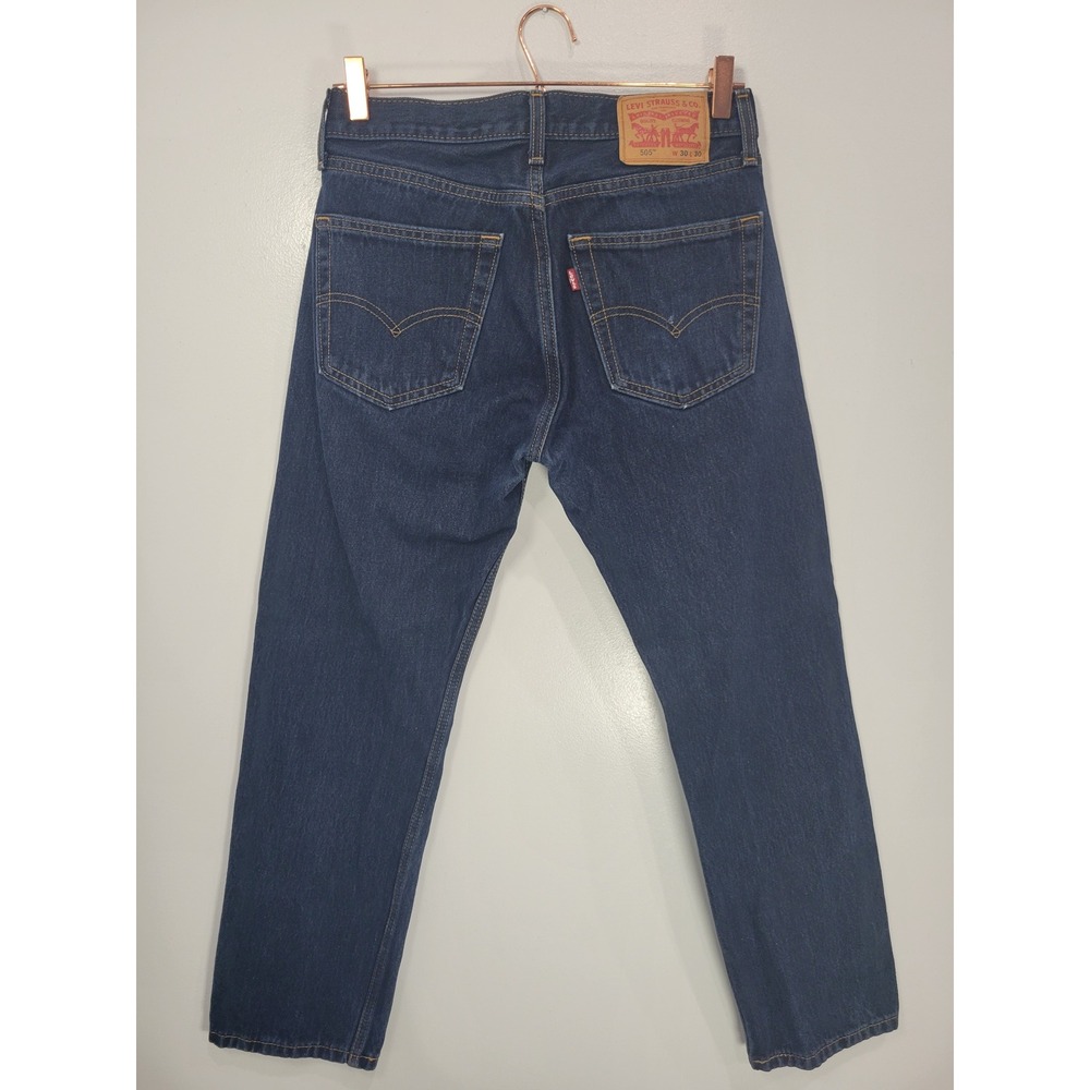 Levis 505 Regular Fit Straight Leg Jeans Mens 30x30 Dark Indigo Blue 00505-0216 - Picture 3 of 7